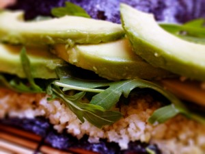arugula avocado sushi rolls